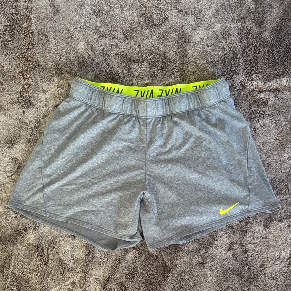 Nike Women's Athletic Shorts in Gray with Neon Accents size medium size m